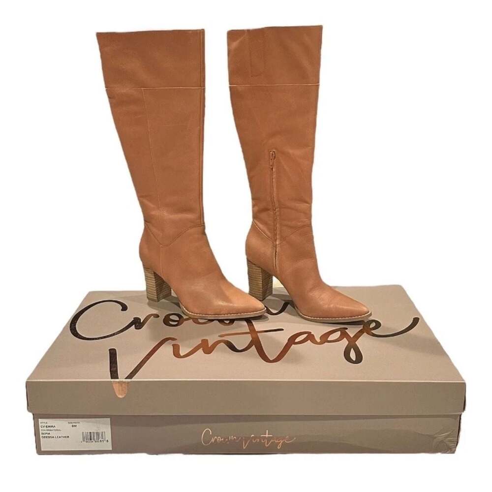 Crown Vintage Emira Knee High Odessa Leather Boots Women’s Size 8